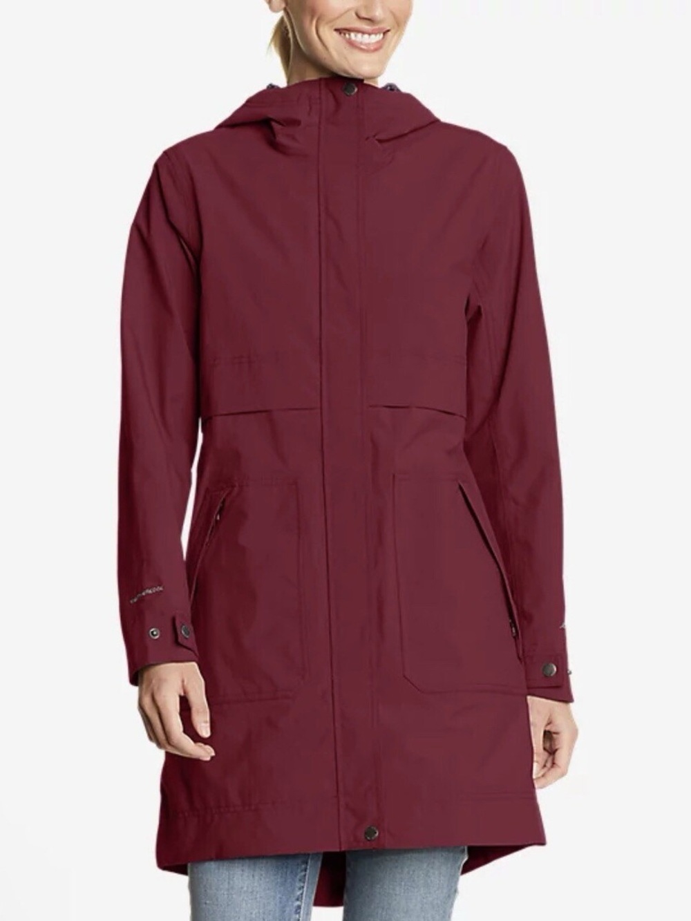 Eddie Bauer Women’s WeatherEdge Hooded Rain Parka Jacket Burgundy Size S